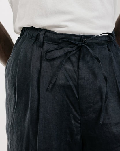 lost & found MARKAWARE MARKAWARE Double Pleated Easy Trousers Hemp Shirting Black