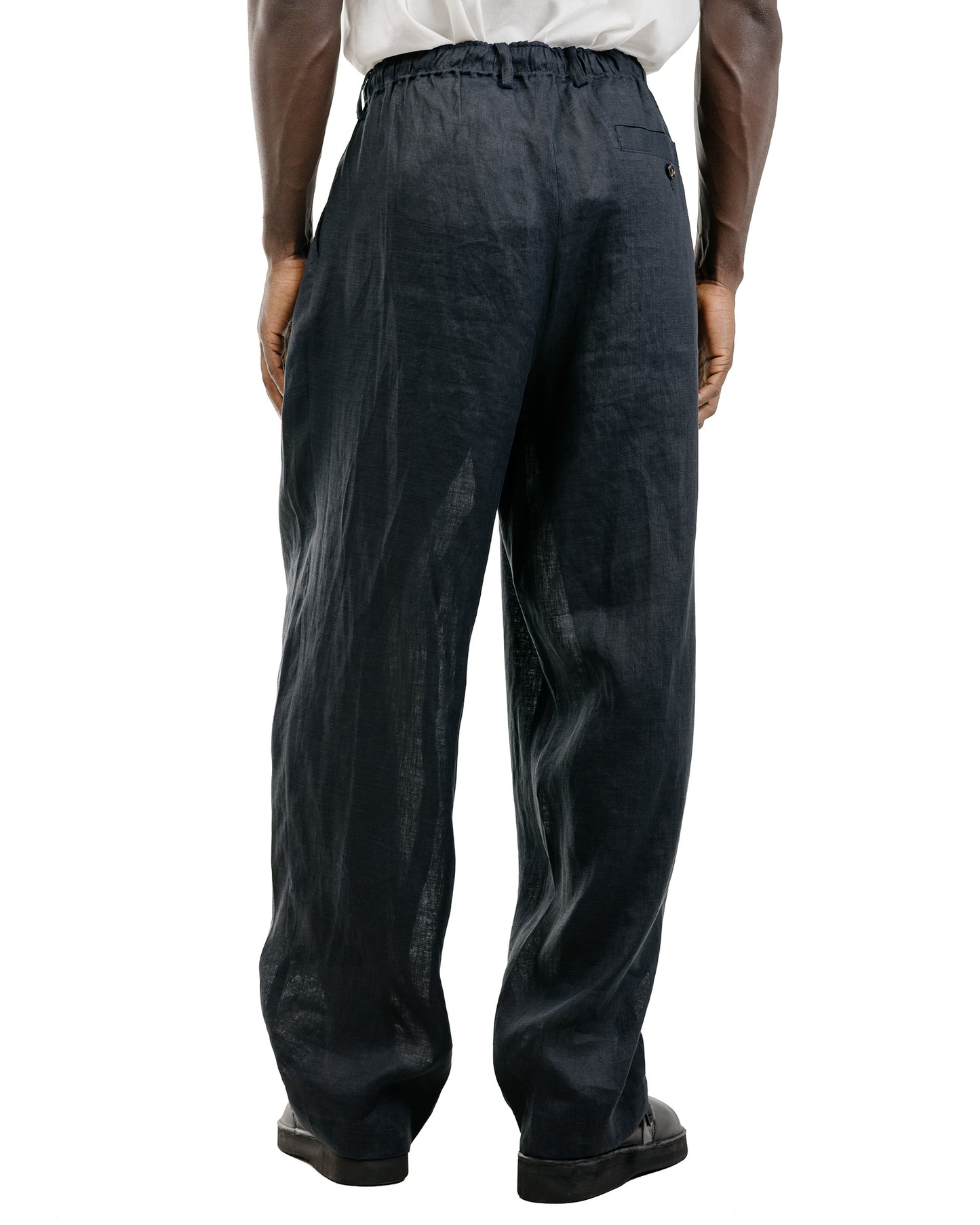 lost & found MARKAWARE MARKAWARE Double Pleated Easy Trousers Hemp Shirting Black