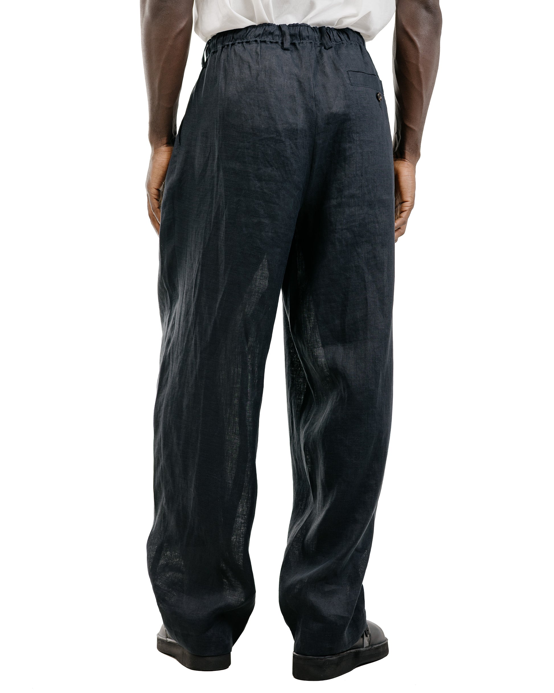 lost & found MARKAWARE MARKAWARE Double Pleated Easy Trousers Hemp Shirting Black