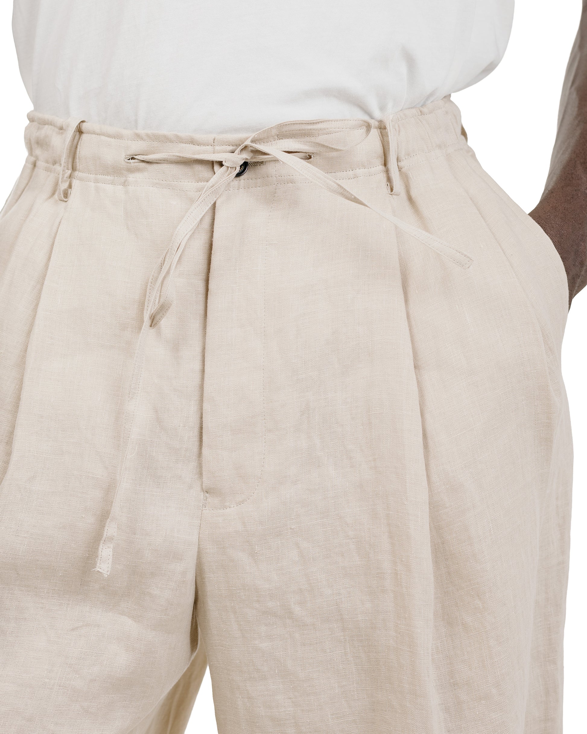 lost & found MARKAWARE MARKAWARE Double Pleated Easy Trousers Hemp Shirting Taupe