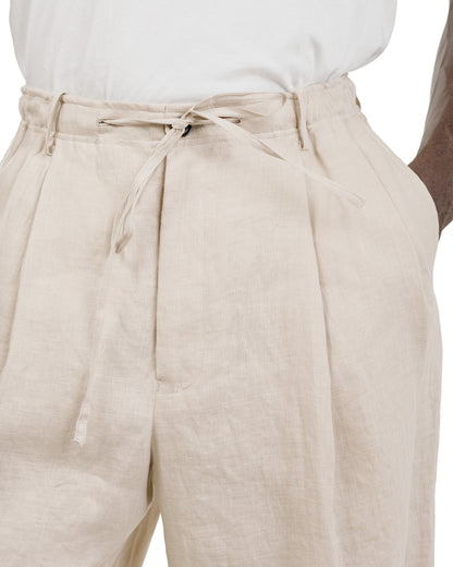 lost & found MARKAWARE MARKAWARE Double Pleated Easy Trousers Hemp Shirting Taupe