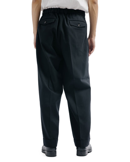 MARKAWARE Double Pleated Semi Easy Trousers Organic Wool Survival Cloth Black