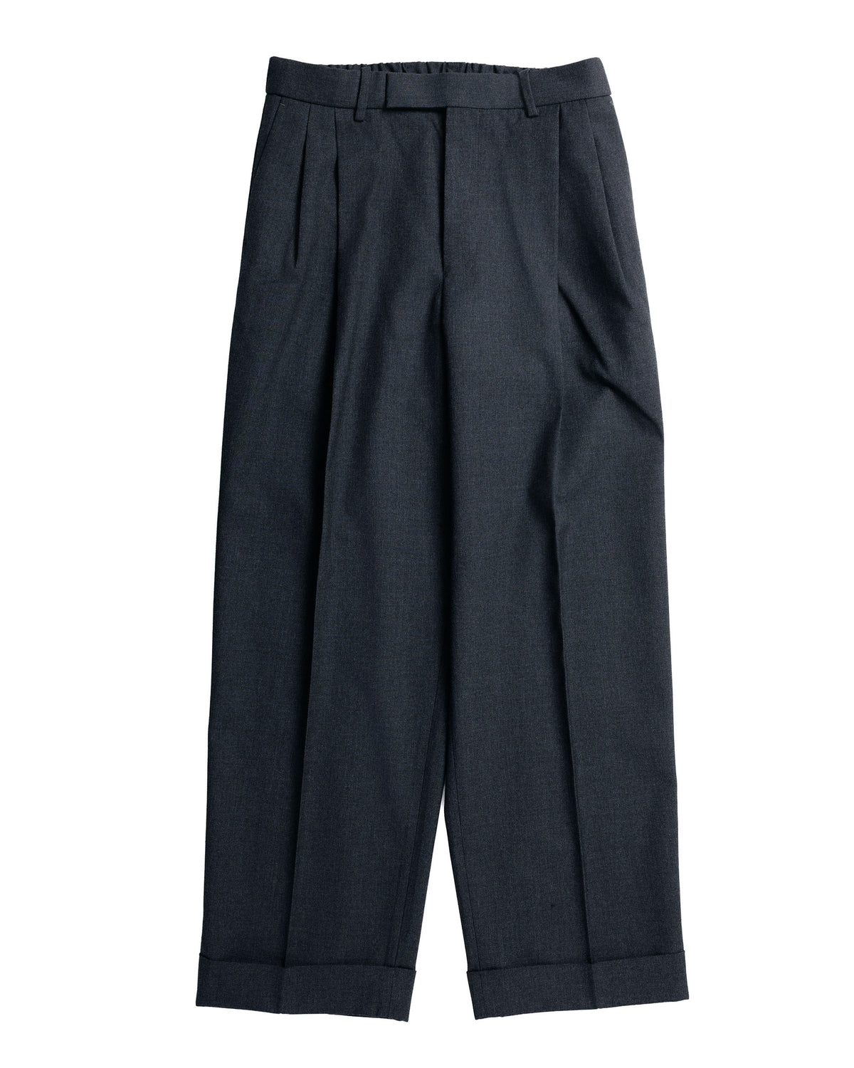 MARKAWARE Double Pleated Semi Easy Trousers Organic Wool Survival Cloth Charcoal