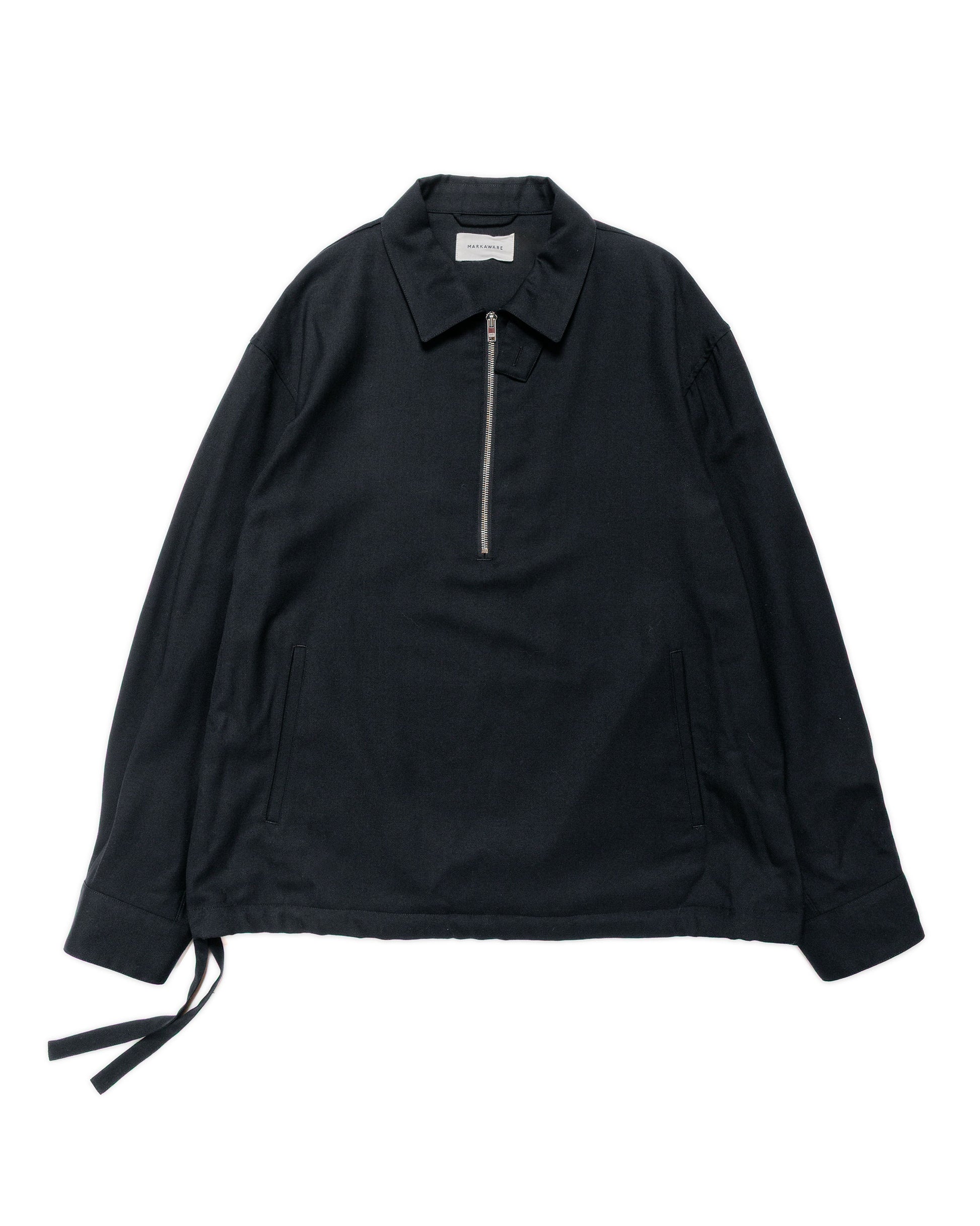 lost & found MARKAWARE MARKAWARE Half Zip Service Jacket 2/80 Organic Wool Viyella Black