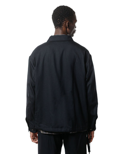 lost & found MARKAWARE MARKAWARE Half Zip Service Jacket 2/80 Organic Wool Viyella Black