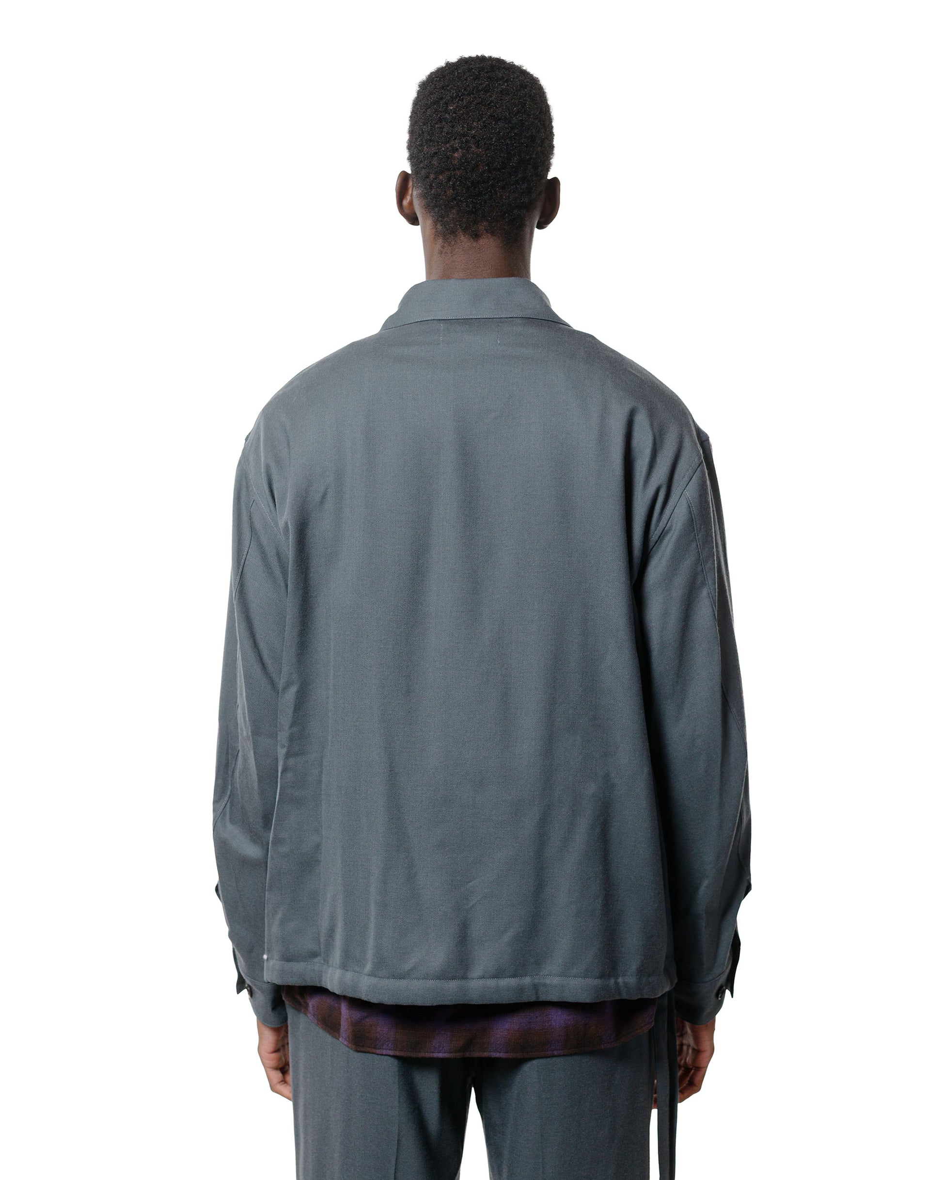lost & found MARKAWARE MARKAWARE Half Zip Service Jacket 2/80 Organic Wool Viyella Forest Grey