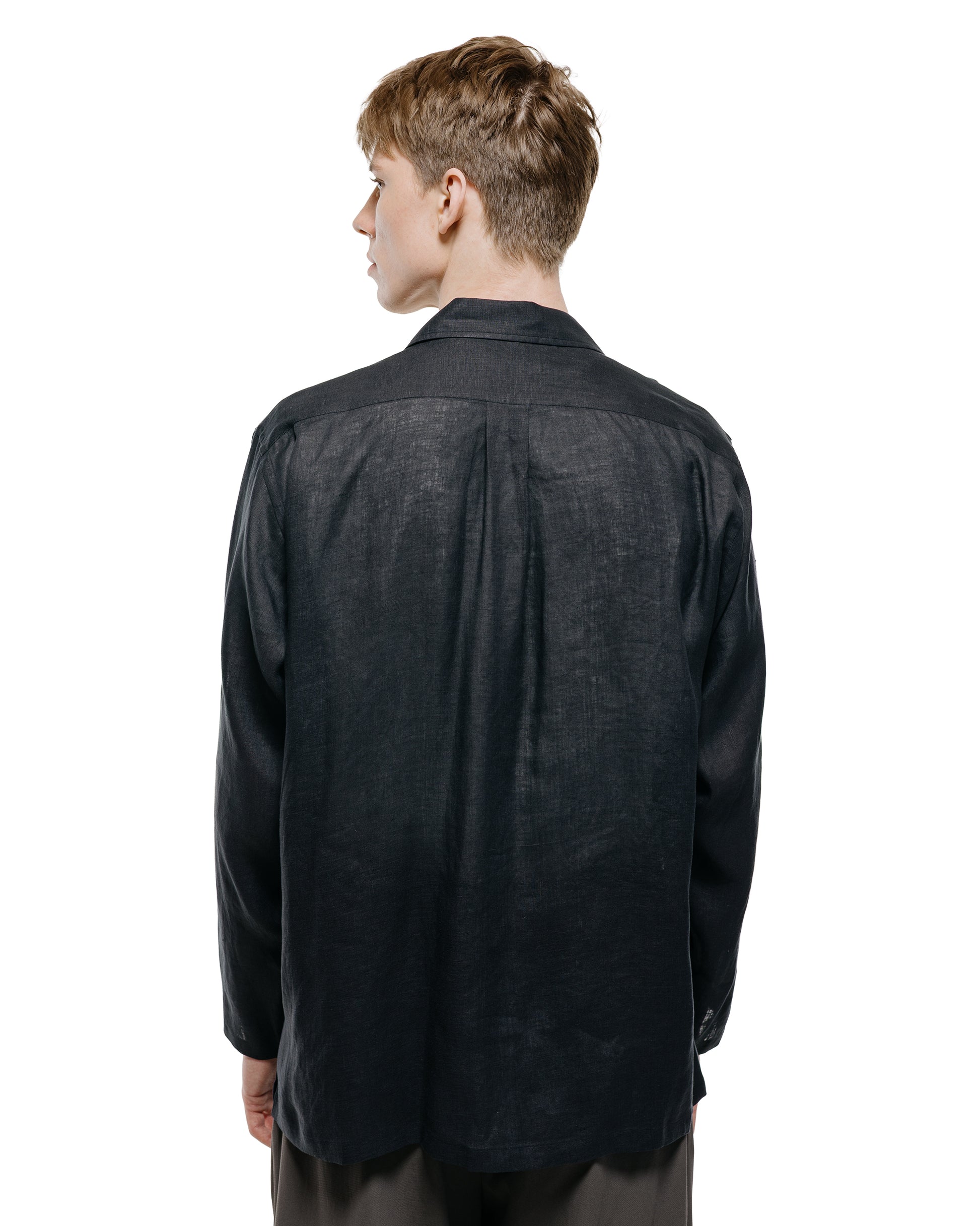 lost & found MARKAWARE MARKAWARE Open Collar Shirt Hemp Shirting Black