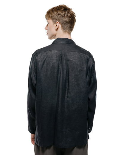 lost & found MARKAWARE MARKAWARE Open Collar Shirt Hemp Shirting Black