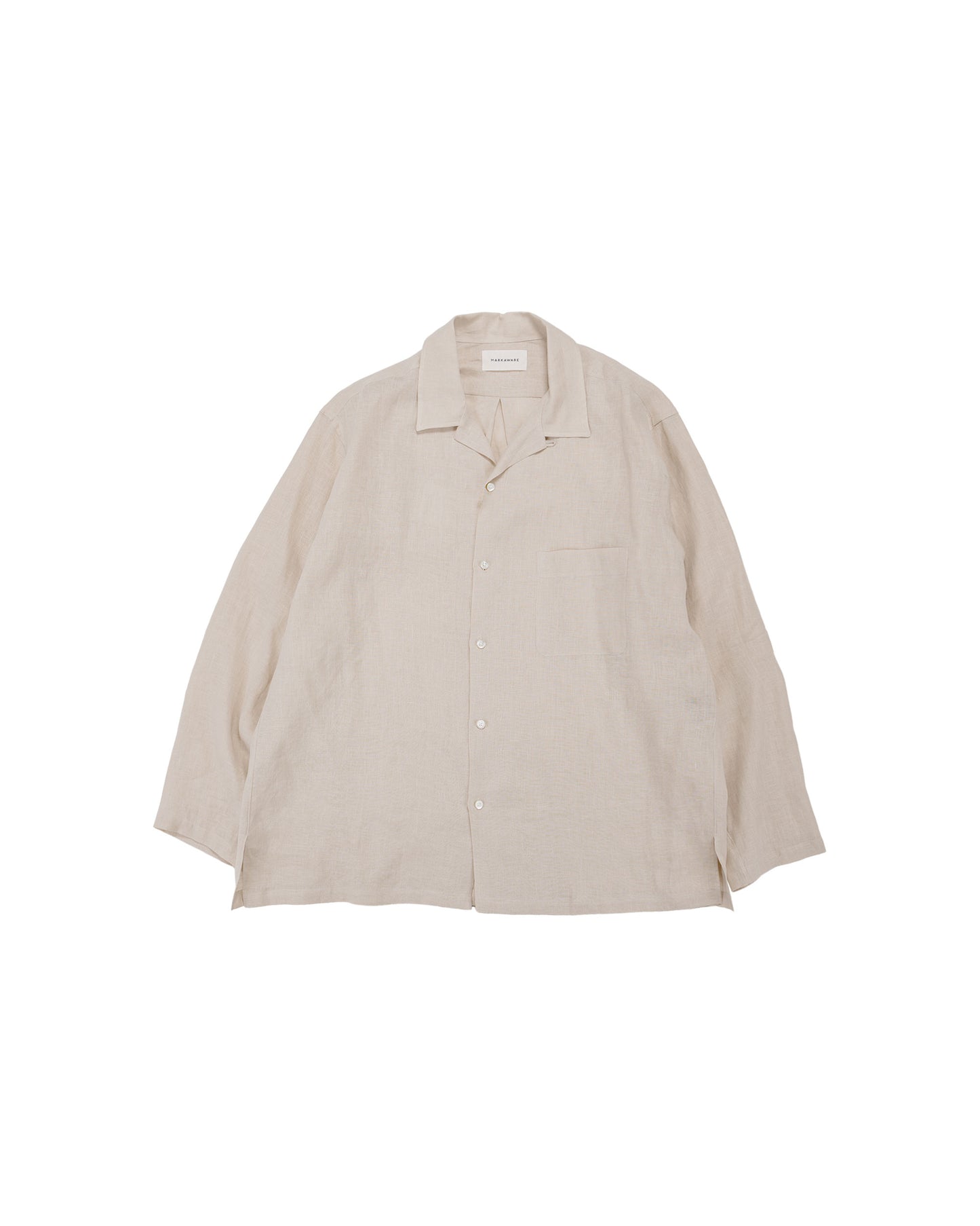 lost & found MARKAWARE MARKAWARE Open Collar Shirt Hemp Shirting Taupe