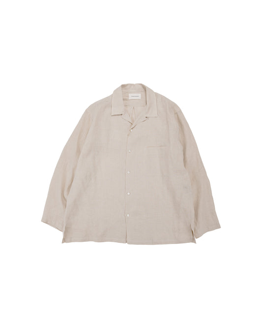 lost & found MARKAWARE MARKAWARE Open Collar Shirt Hemp Shirting Taupe