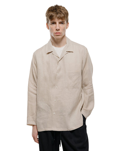 lost & found MARKAWARE MARKAWARE Open Collar Shirt Hemp Shirting Taupe