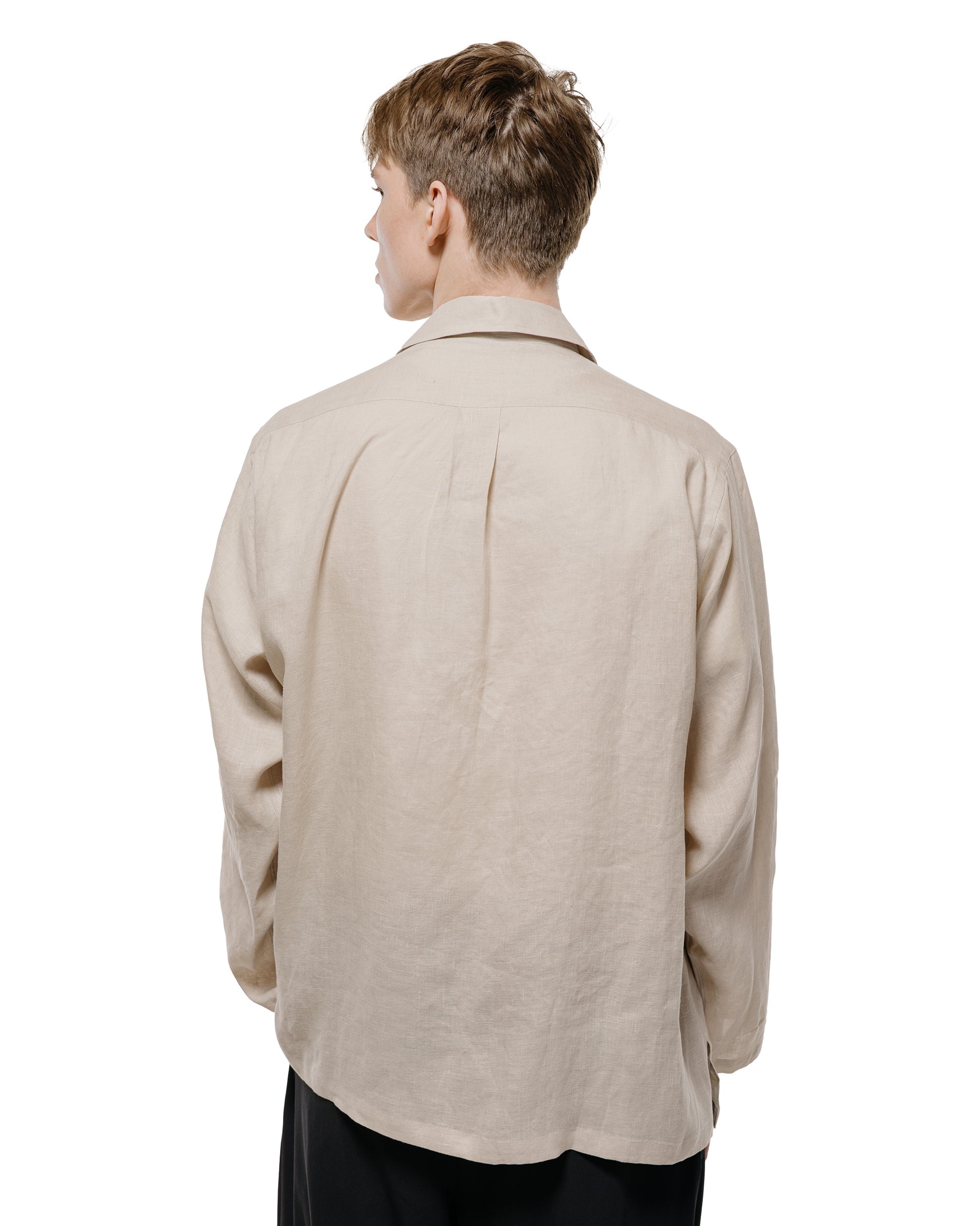 lost & found MARKAWARE MARKAWARE Open Collar Shirt Hemp Shirting Taupe