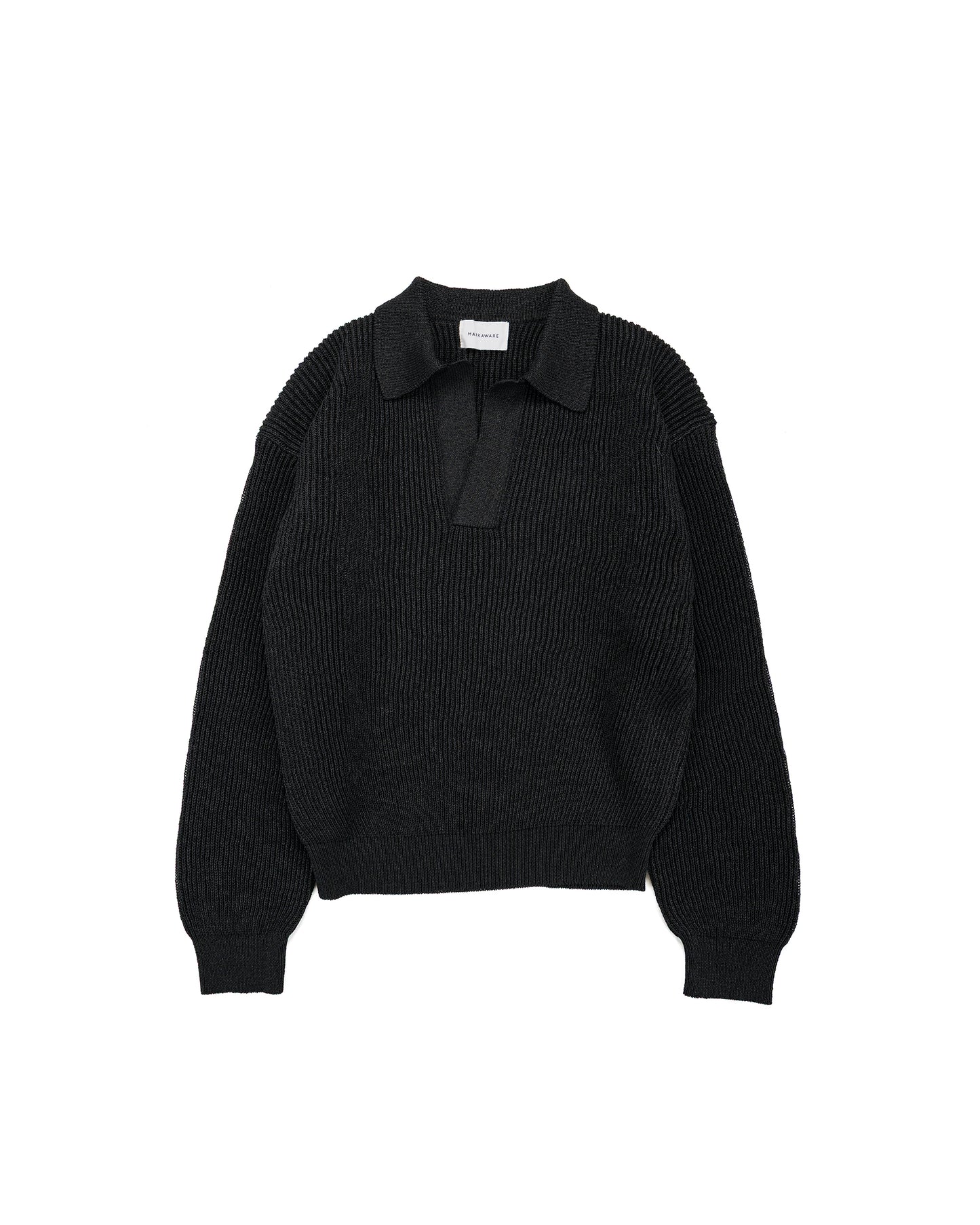 lost & found MARKAWARE MARKAWARE Organic Cotton Japanese Paper Silk Yarn Skipper Rib Jumper Black