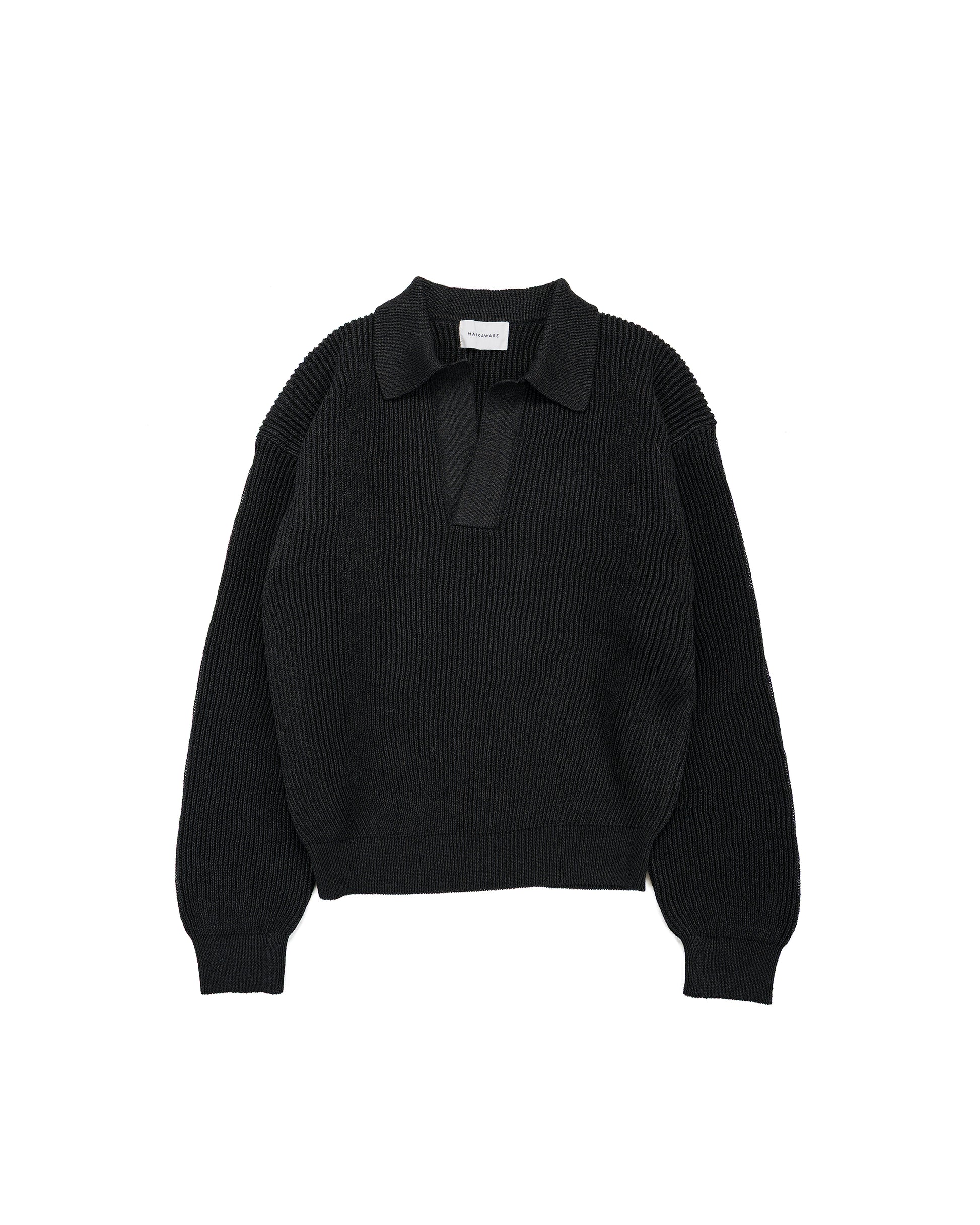 lost & found MARKAWARE MARKAWARE Organic Cotton Japanese Paper Silk Yarn Skipper Rib Jumper Black