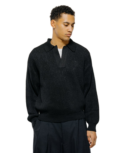 lost & found MARKAWARE MARKAWARE Organic Cotton Japanese Paper Silk Yarn Skipper Rib Jumper Black