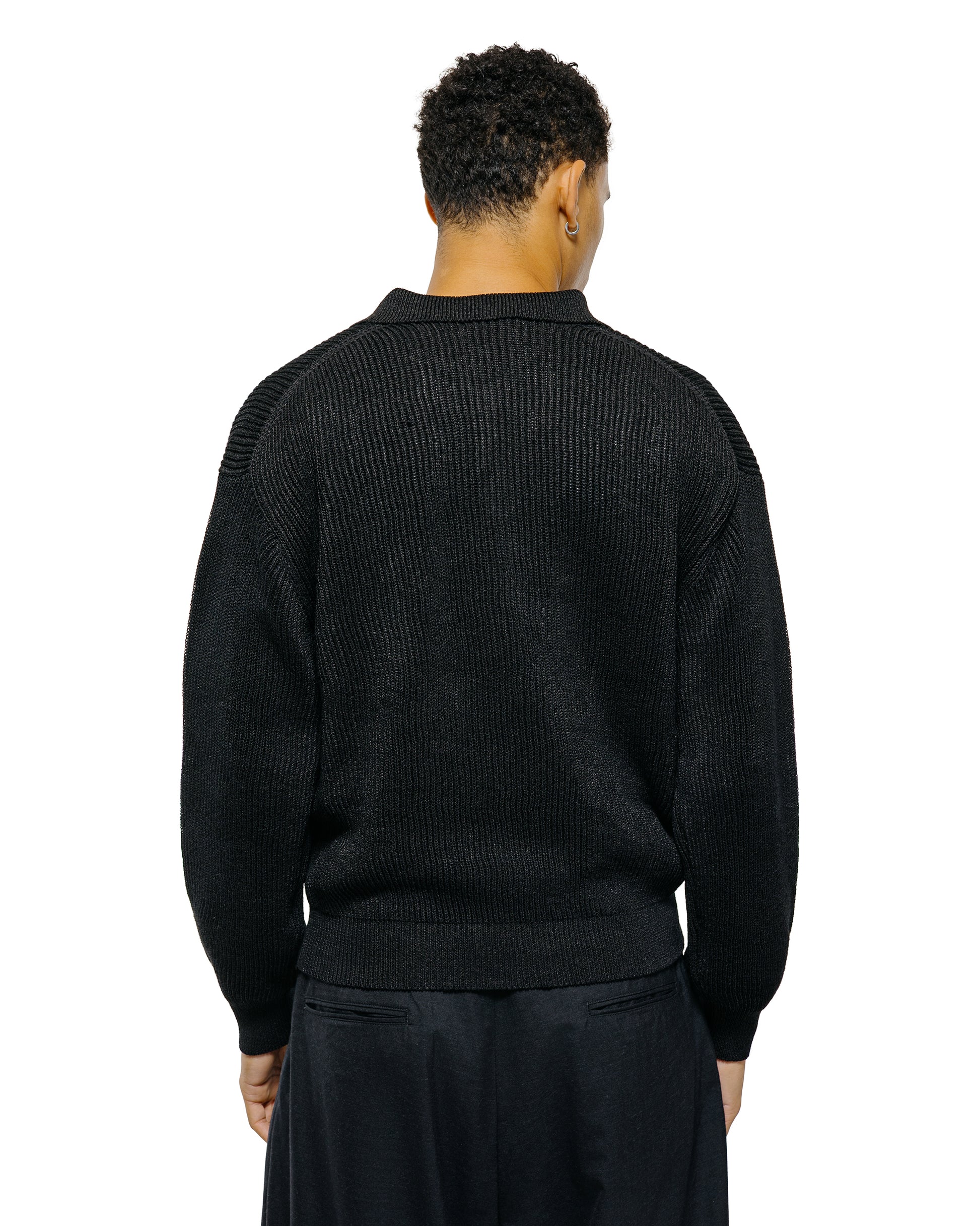 lost & found MARKAWARE MARKAWARE Organic Cotton Japanese Paper Silk Yarn Skipper Rib Jumper Black