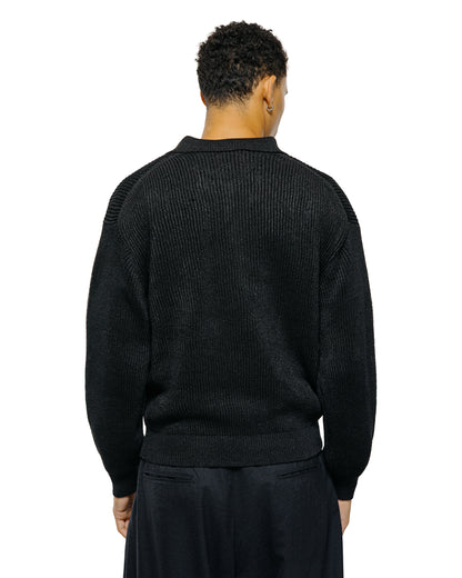 lost & found MARKAWARE MARKAWARE Organic Cotton Japanese Paper Silk Yarn Skipper Rib Jumper Black