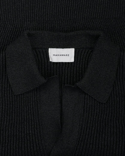 lost & found MARKAWARE MARKAWARE Organic Cotton Japanese Paper Silk Yarn Skipper Rib Jumper Black