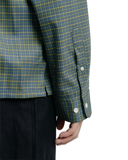 MARKAWARE Square Shirt Super 160s Shrink-Resistant Wool Oxford Green Check