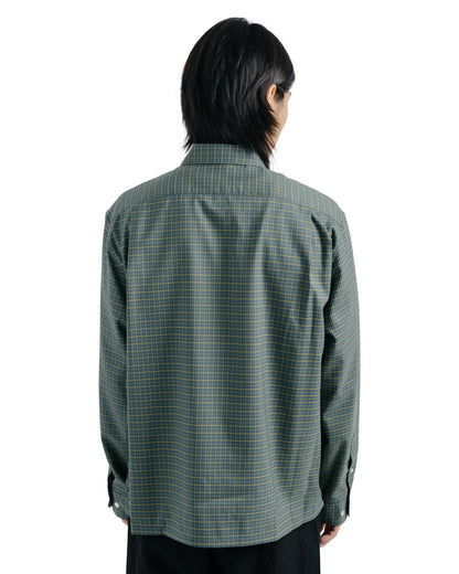 MARKAWARE Square Shirt Super 160s Shrink-Resistant Wool Oxford Green Check