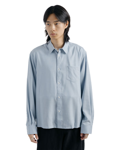 MARKAWARE Square Shirt Super 160s Shrink-Resistant Wool Oxford Saxe