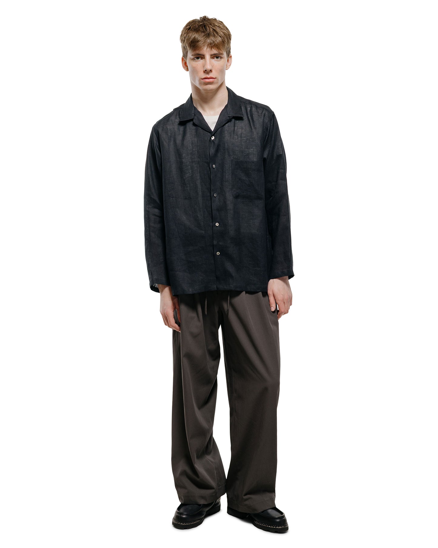 lost & found MARKAWARE MARKAWARE Triple Pleated Easy Trousers Organic Cotton Voile Yarn Twill Charcoal