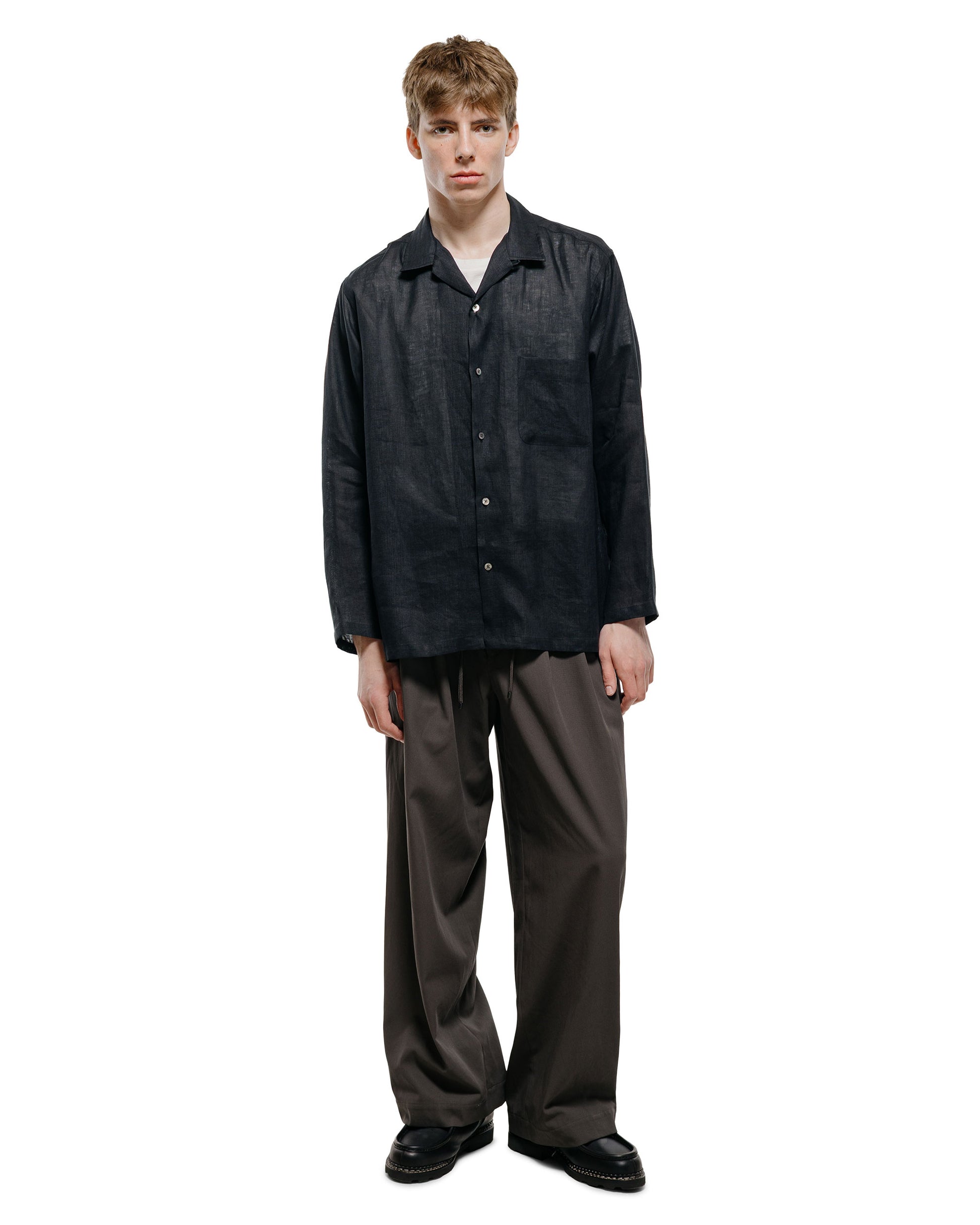 lost & found MARKAWARE MARKAWARE Triple Pleated Easy Trousers Organic Cotton Voile Yarn Twill Charcoal