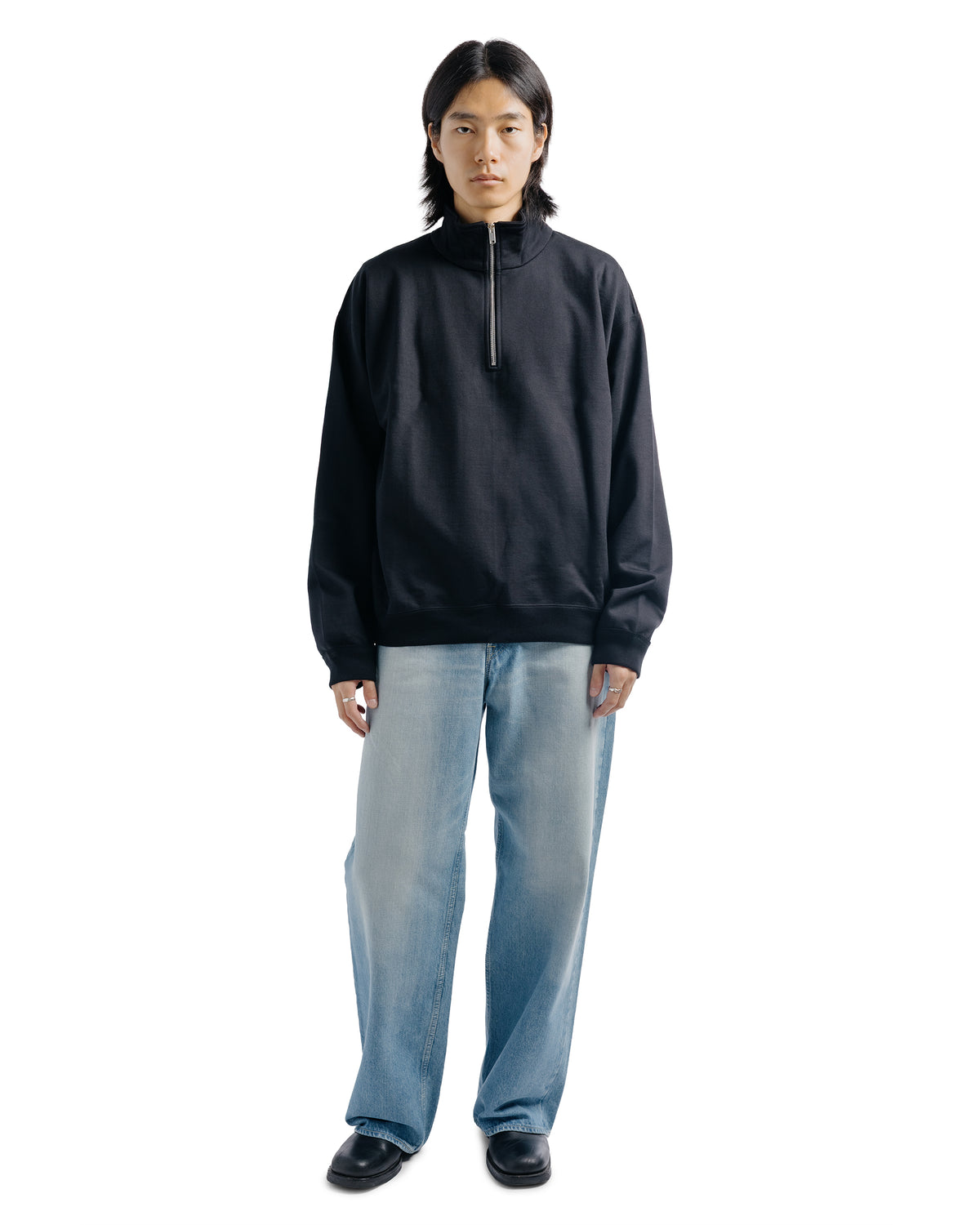 MARKAWARE Comfort Half Zip Organic Cotton Heavy Fleece Black