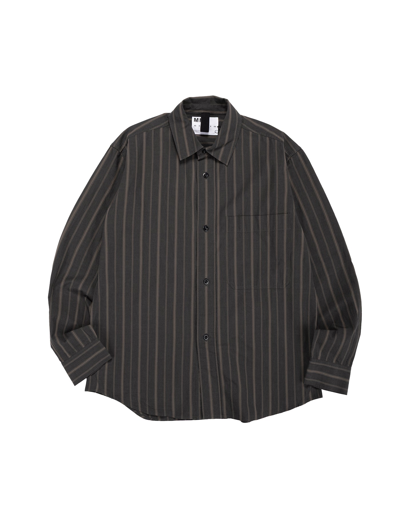 lost & found Margaret Howell MHL Basic Shirt Bold Stripe Cotton Off Black/Khaki