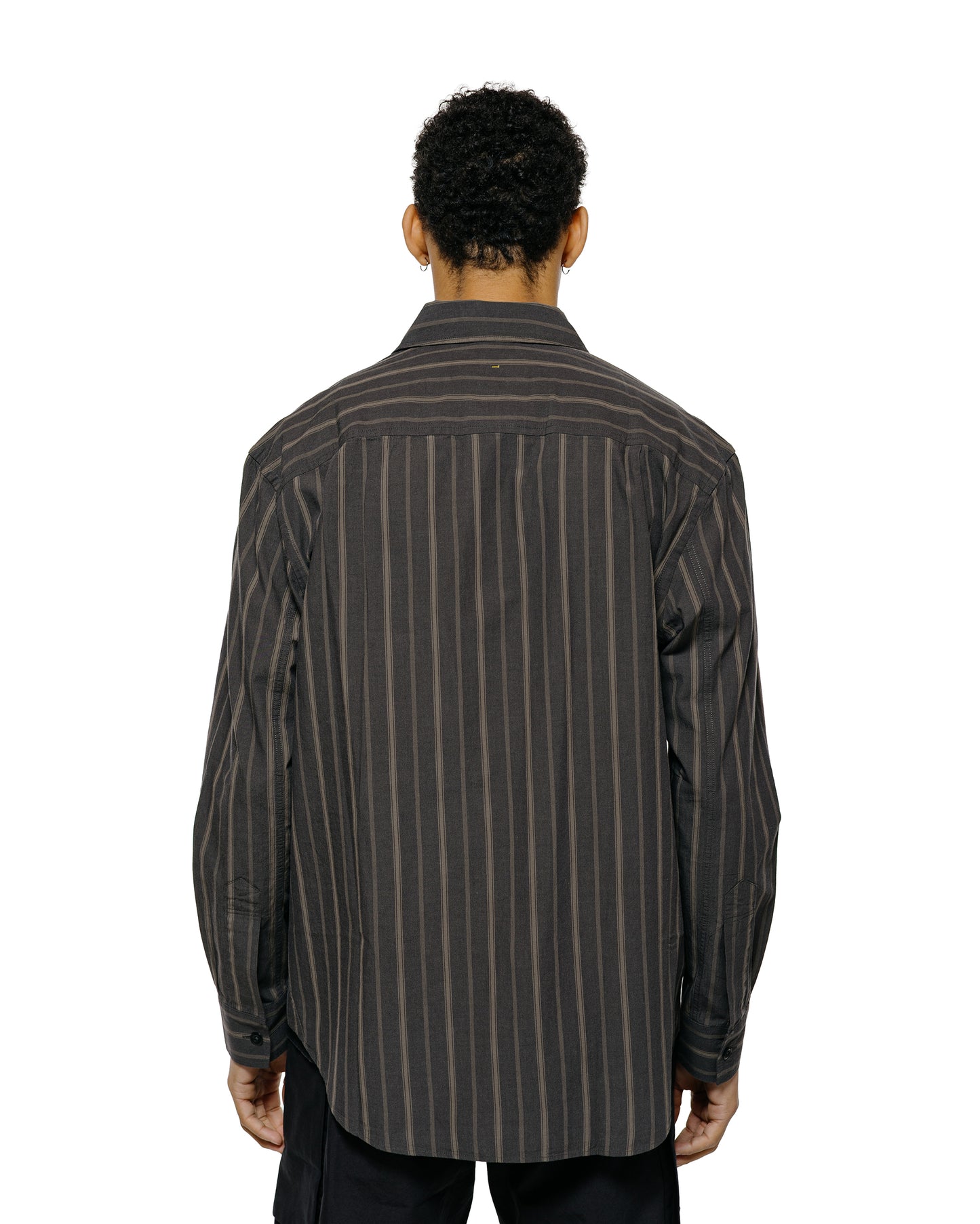 lost & found Margaret Howell MHL Basic Shirt Bold Stripe Cotton Off Black/Khaki