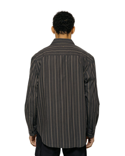 lost & found Margaret Howell MHL Basic Shirt Bold Stripe Cotton Off Black/Khaki