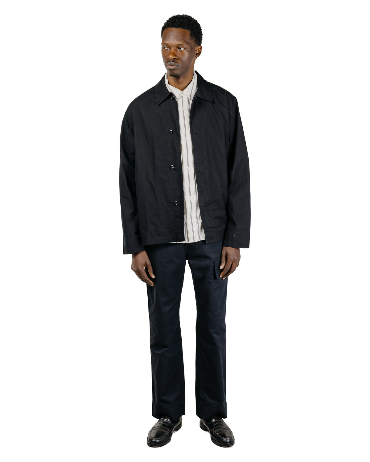 MHL Boxy Overshirt Crisp Cotton Poplin Black