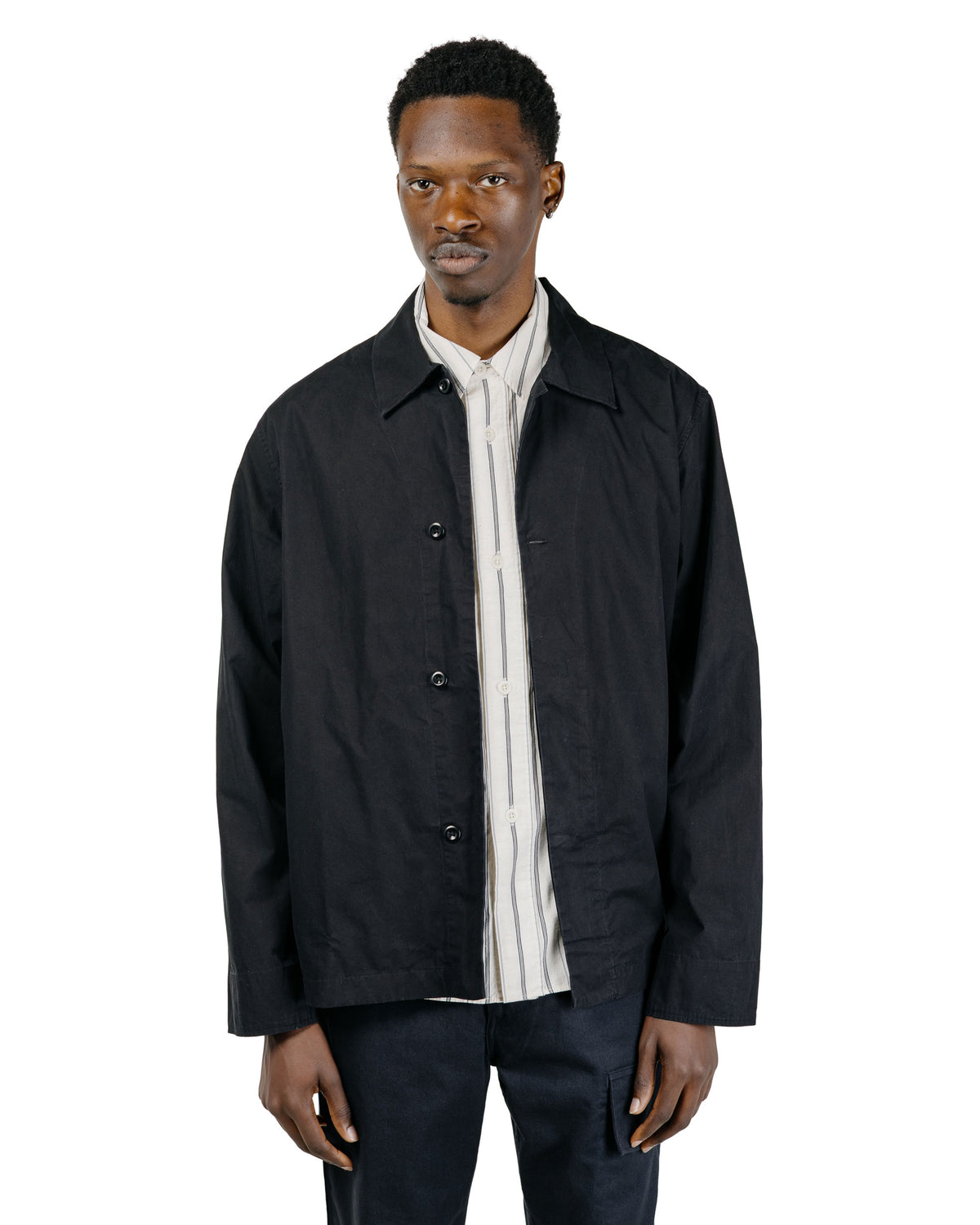 MHL Boxy Overshirt Crisp Cotton Poplin Black