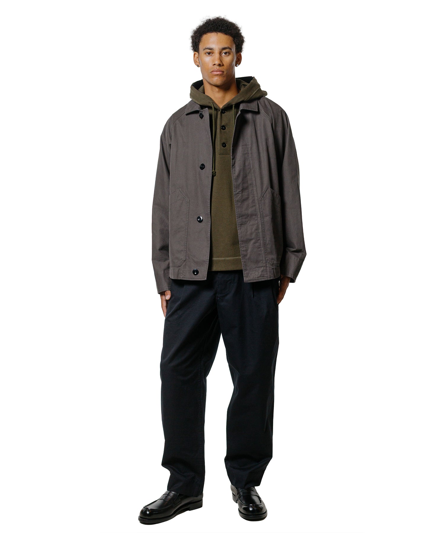 lost & found Margaret Howell MHL Button Hoodie Open End Jersey Seaweed