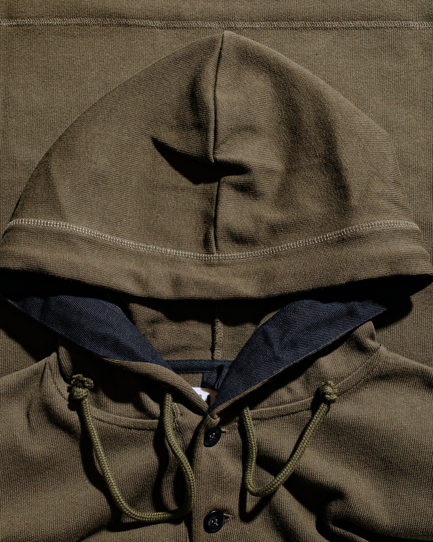 lost & found Margaret Howell MHL Button Hoodie Open End Jersey Seaweed