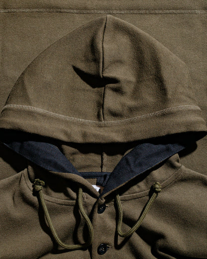 lost & found Margaret Howell MHL Button Hoodie Open End Jersey Seaweed