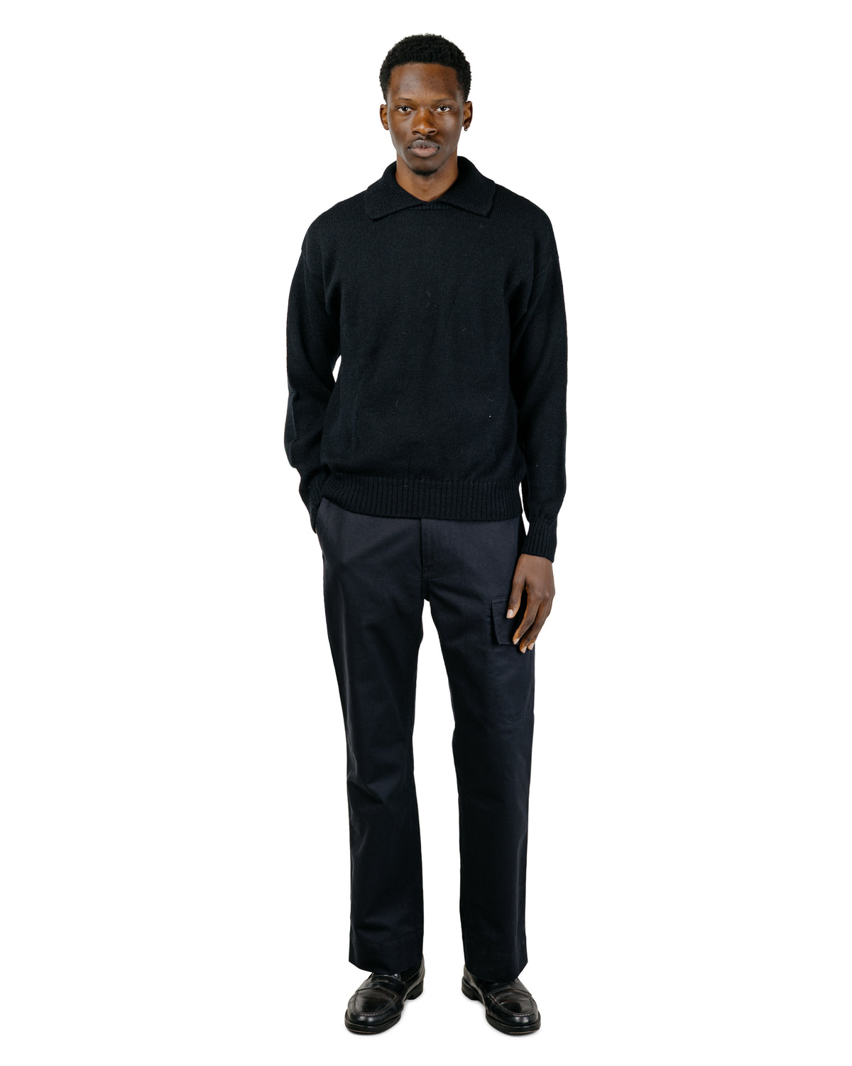 MHL Chunky Collared Sweater Virgin Wool Black