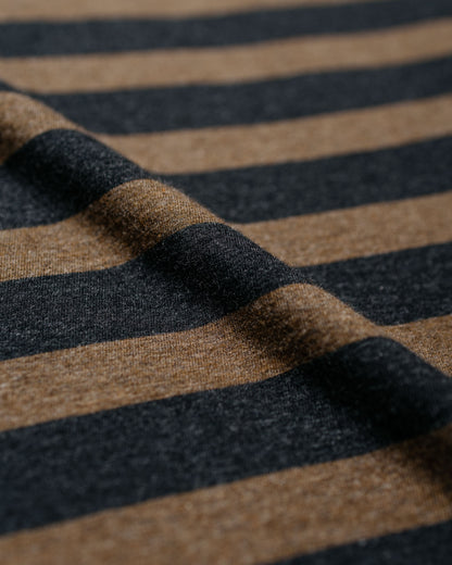 MHL Crew Neck Matelot Light Cotton Melange Stripe Off Black/Bark