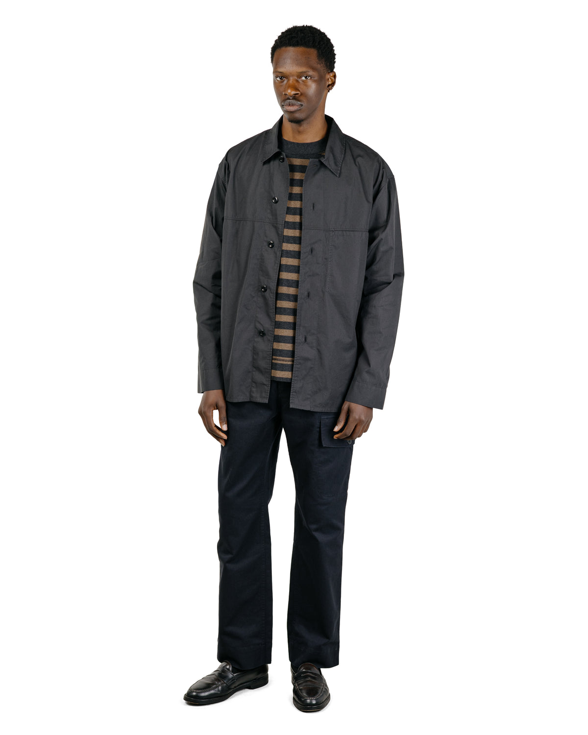 MHL Front Yoke Shirt Compact Cotton Poplin Asphalt