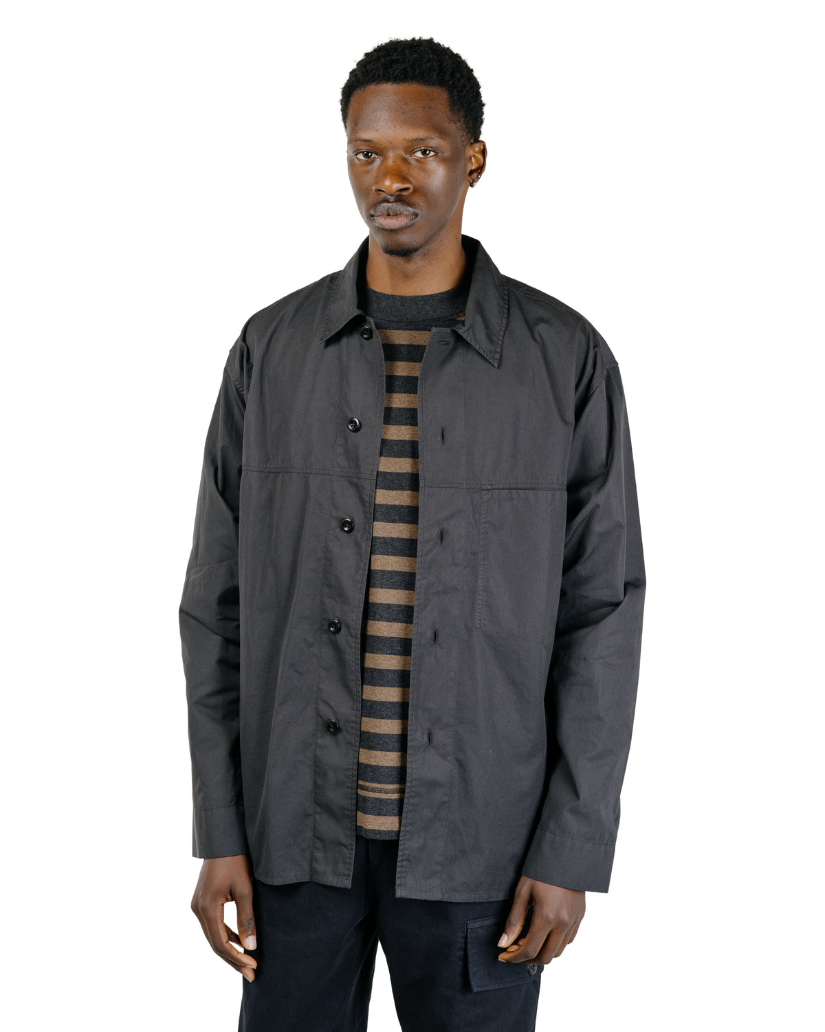 MHL Front Yoke Shirt Compact Cotton Poplin Asphalt