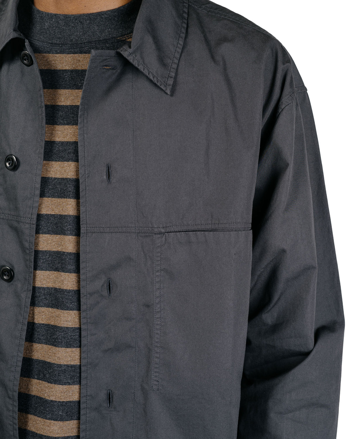 MHL Front Yoke Shirt Compact Cotton Poplin Asphalt