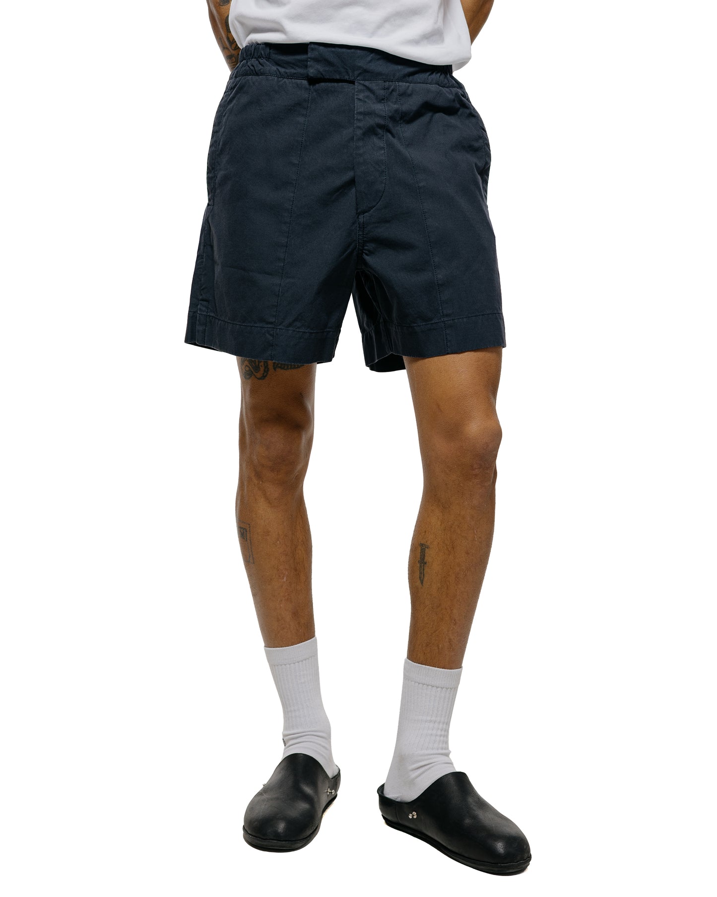 lost & found Margaret Howell MHL Gym Shorts Washed Cotton Ripstop Ink