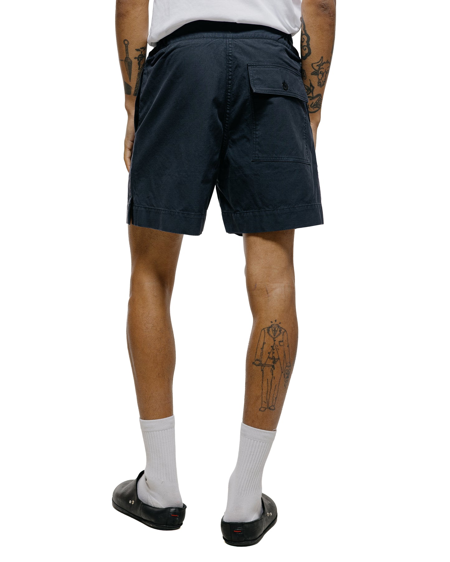 lost & found Margaret Howell MHL Gym Shorts Washed Cotton Ripstop Ink