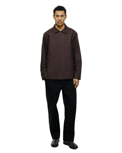 lost & found Margaret Howell MHL Long Sleeve Half Zip Shirt Cotton Canvas Shirting Earth