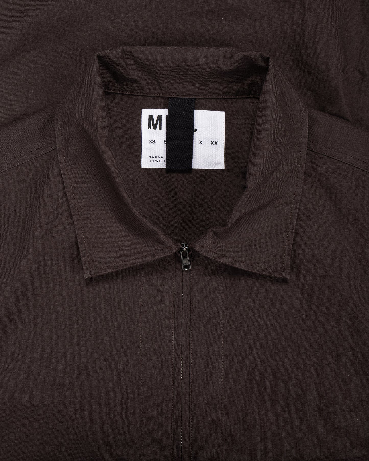 lost & found Margaret Howell MHL Long Sleeve Half Zip Shirt Cotton Canvas Shirting Earth