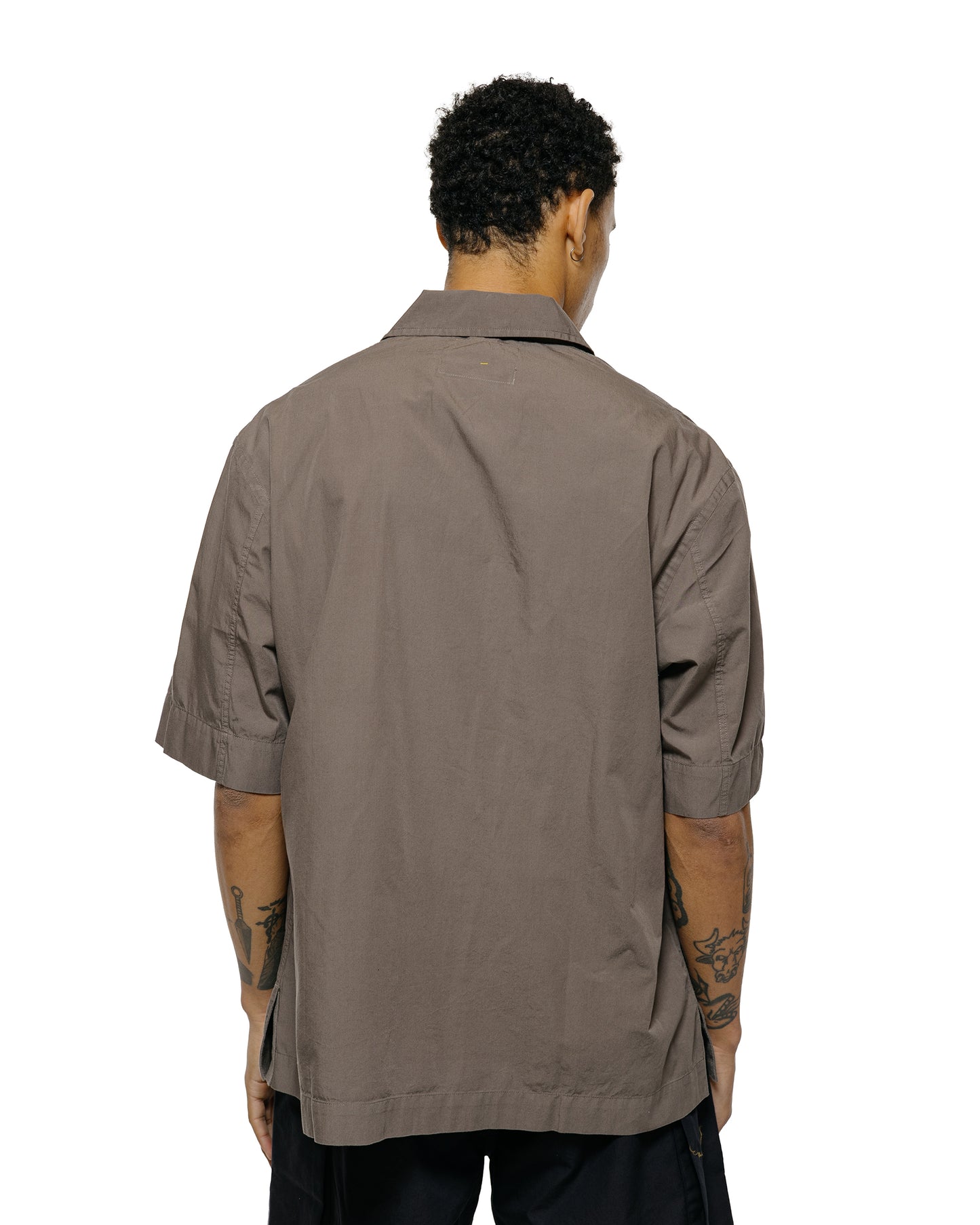 lost & found Margaret Howell MHL Offset Placket Polo Washed Cotton Poplin Mole