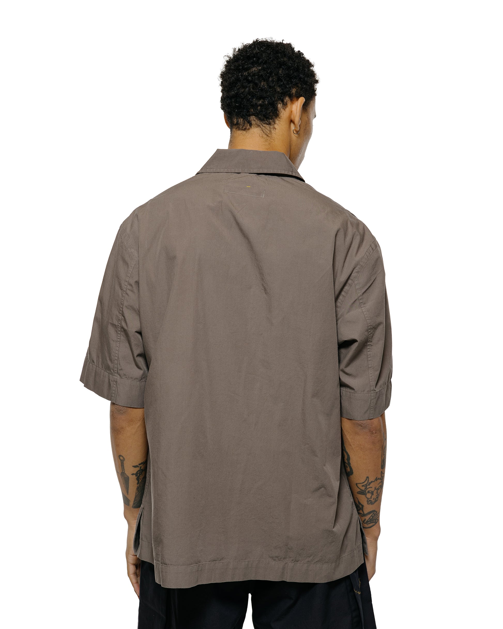 lost & found Margaret Howell MHL Offset Placket Polo Washed Cotton Poplin Mole
