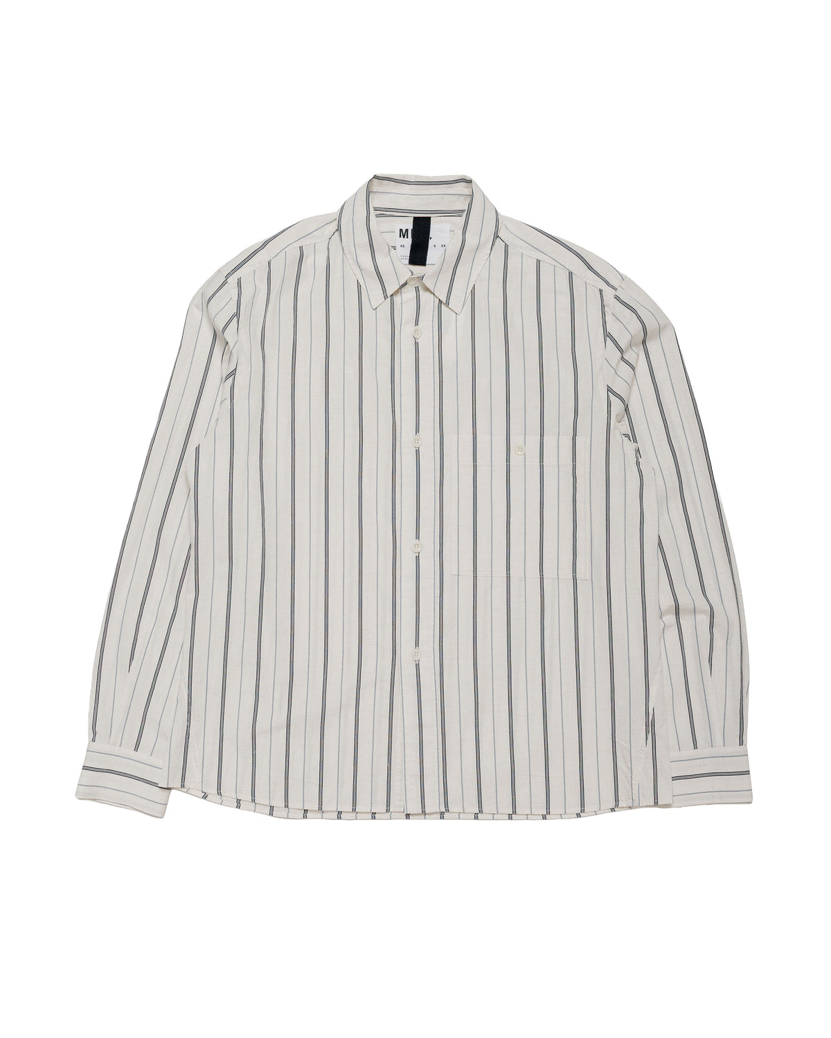 MHL Overall Shirt Japanese Wide Stripe Cotton Blend Off White/Navy