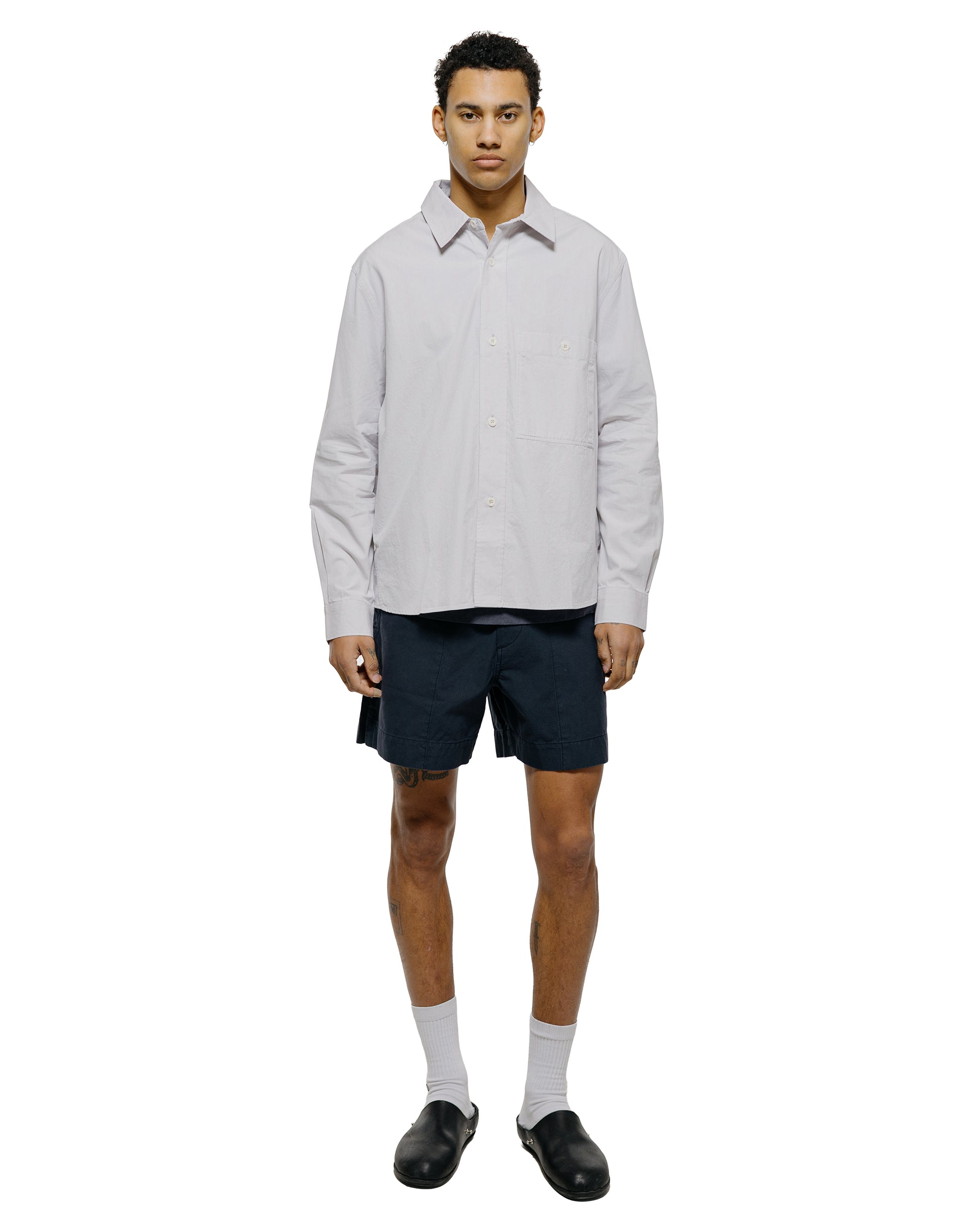 lost & found Margaret Howell MHL Overall Shirt Plainweave Cotton Canvas Pebble