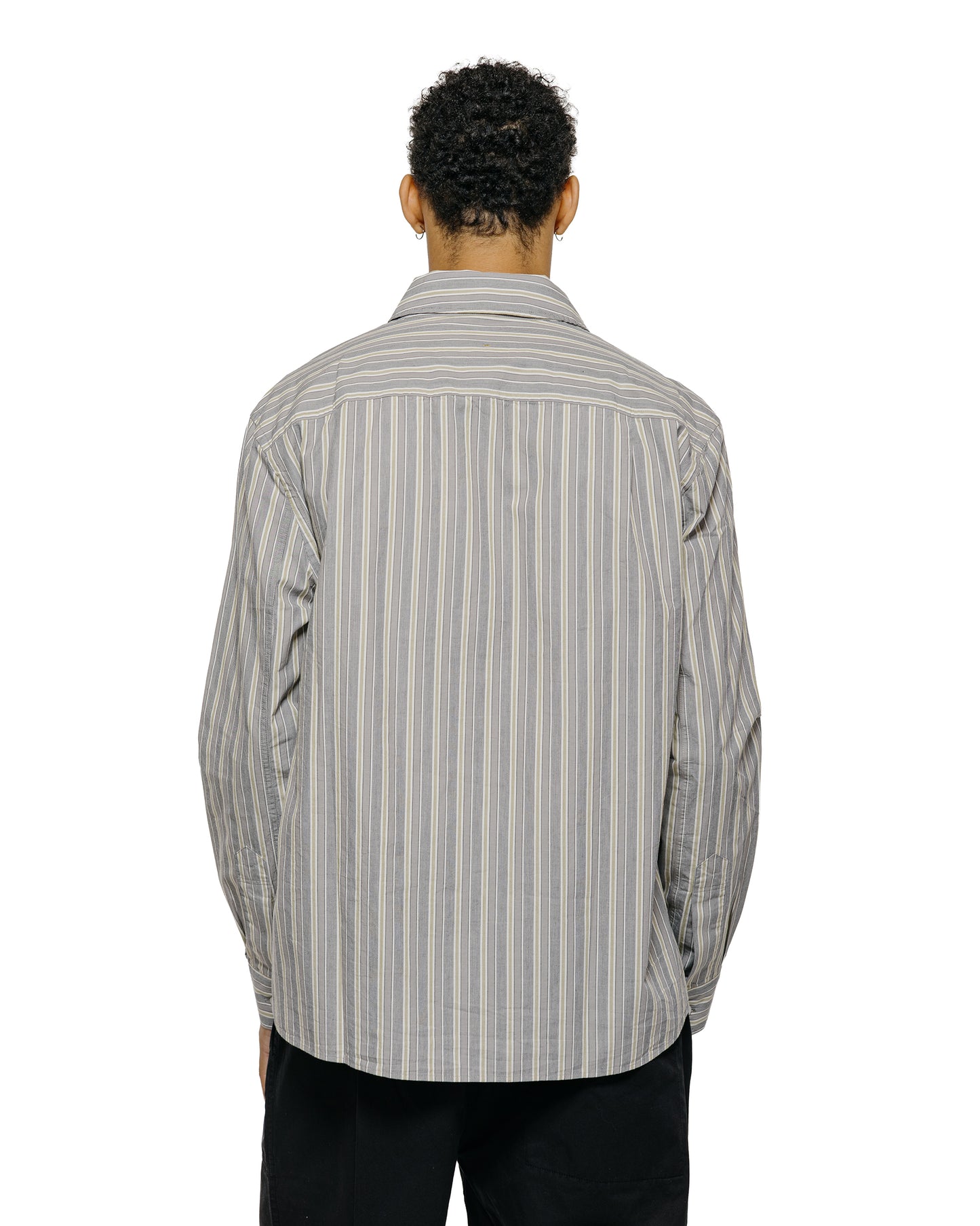 lost & found Margaret Howell MHL Overall Shirt Pyjama Stripe Cotton Off White/Grey/Zest
